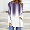 thumbnail image 2 of hxobax Womens Oversized Crewneck Tunic Tops for Leggings Long Sleeve Striped Gradient Pullover Shirt, 2 of 5