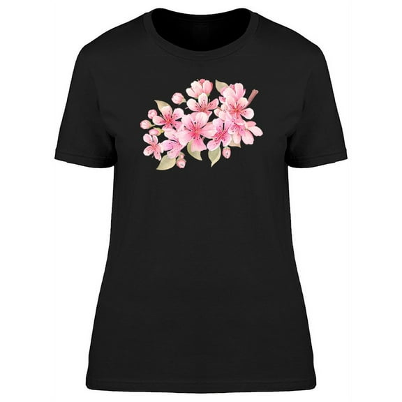 Cherry Blossoms Watercolor T-Shirt Women -Image by Shutterstock, Female Large