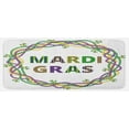 thumbnail image 1 of Mardi Gras Kitchen Mat, Vivid Beads Circular Frame with Lettering Traditional Patterns Print, Plush Decorative Kitchen Mat with Non Slip Backing, 47" X 19", Purple Green Yellow, by Ambesonne, 1 of 1