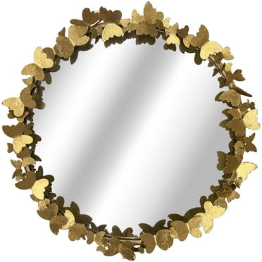 Justice 21" Round Butterfly Wall Mirror, Gold