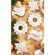 White Christmas Ornaments Felt Applique Kit, Set of 6