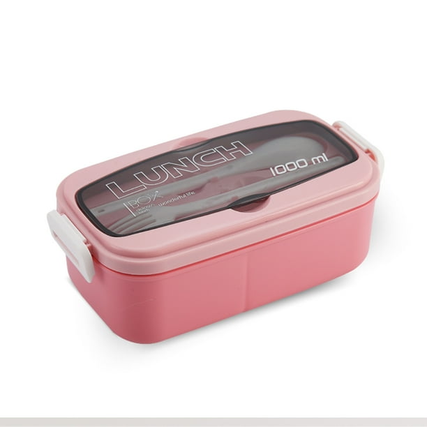 Lonchera de Plastico para Almuerzo | 2 Compartimientos de Comida | Con Cubiertos | Apta para Microondas | Contenedor Portatil