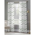 thumbnail image 4 of Sage Green Stripes Sheer Curtains 96 Inch Length 2 Panels Set Window Treatments, Modern Simple Gradient Waves Lines Rod Pocket Semi Curtains for Living Room/Bedroom/Kitchen Décor, 104"W x 96"L, 4 of 7