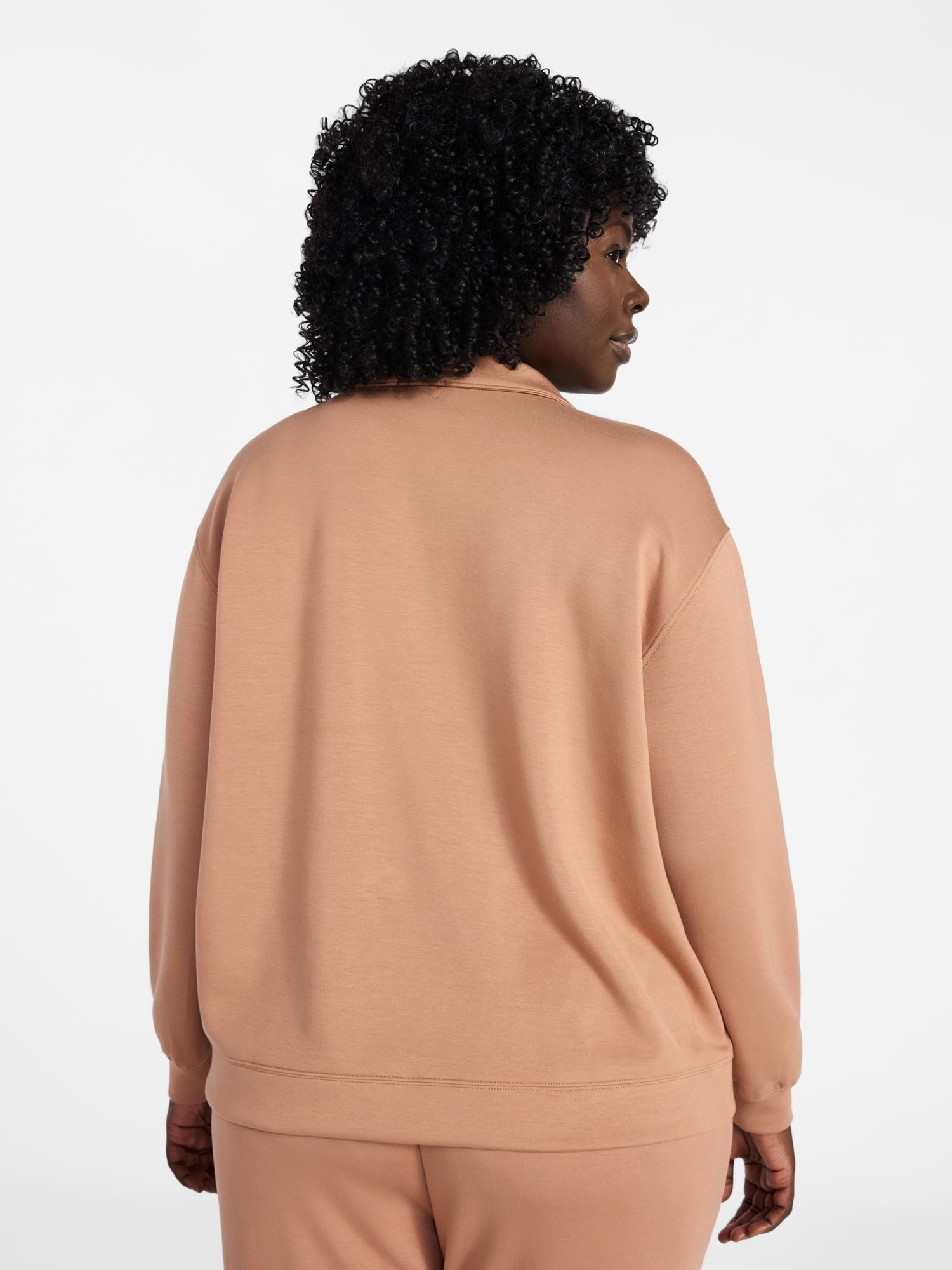 Terra & Sky Women's Plus Size Scuba Knit Layering Top with Long Sleeves, Sizes 0X-5X