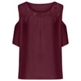 thumbnail image 3 of AOOCHASLIY Summer, Trendy Woman Causal Round Neck Solid Blouse Short SleeveT-Shirt Summer Plus Size Tops, 3 of 7