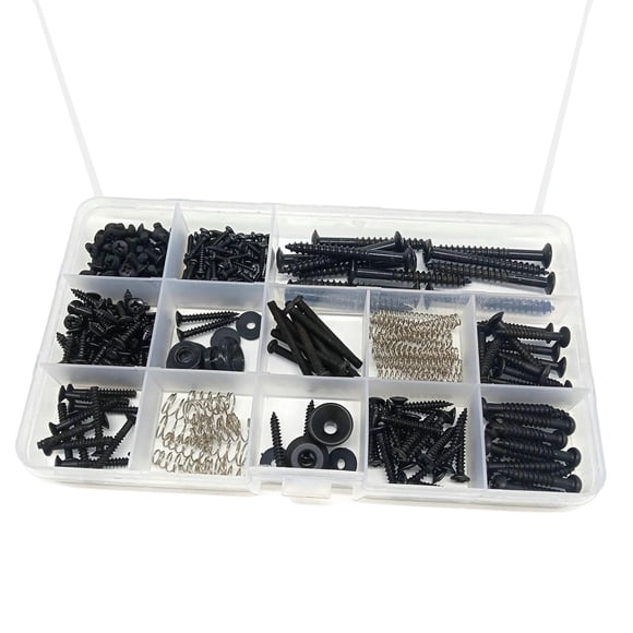 Kit de tornillos para guitarra, kit de bricolaje para guitarra, surtido de 13 tipos, juego de 258 tornillos para guitarra eléctrica negro