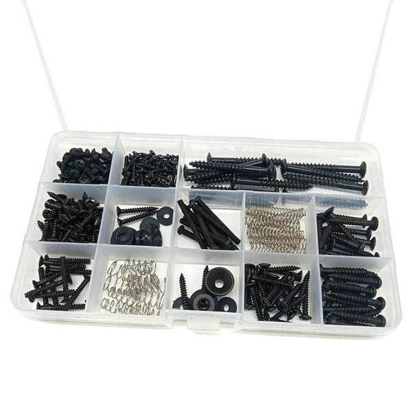 Kit de tornillos para guitarra, kit de bricolaje para guitarra, surtido de 13 tipos, juego de 258 tornillos para guitarra eléctrica negro