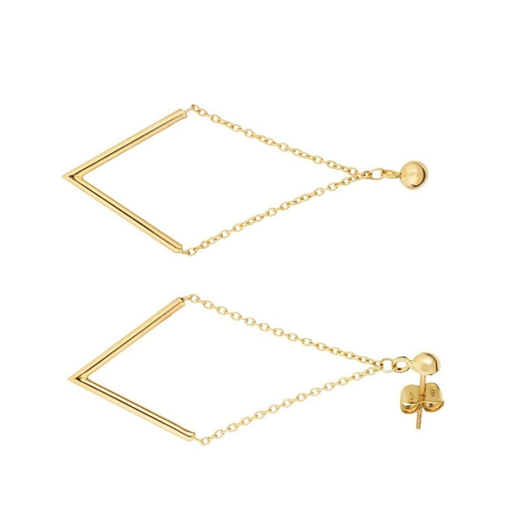 Jewelstop 14K Fancy Yellow Gold Diamond Shape Dangle Earrings