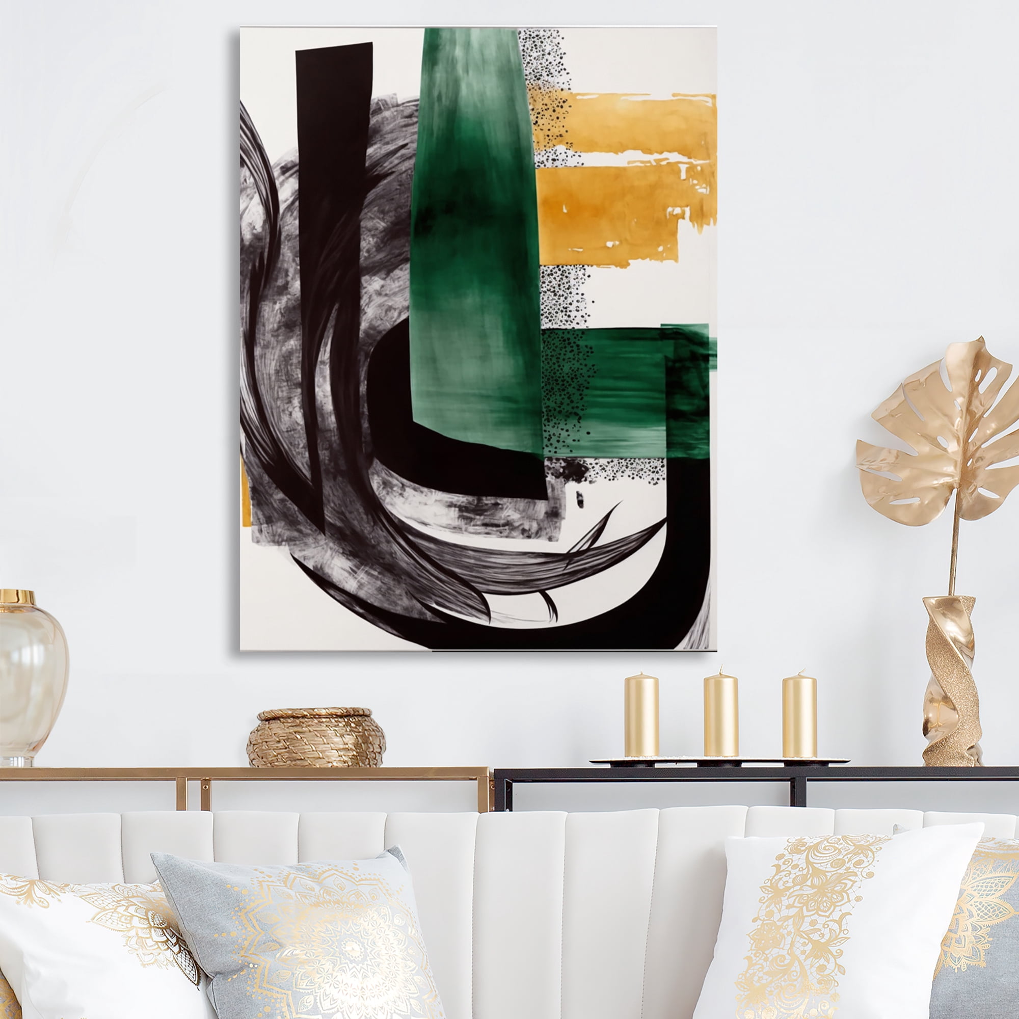 Designart Modern Green Art Deco VI Canvas Wall Art