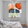 thumbnail image 6 of 2 Panels Kitchen Tier Curtains 39 Inch Length, Boho Geometric Grommets Window Treatment Curtain, Orange Blue Abstract Patterned Gold Stripes Thermal Curtains Drapes for Living Room/Bathroom, 6 of 9