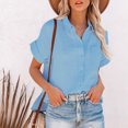 thumbnail image 4 of Rezuofi 1 Pcs Womens Short Sleeve Cotton Button Down Up Shirt Collared V Neck Tops Shirts Blouses Dress for Women, 4 of 9