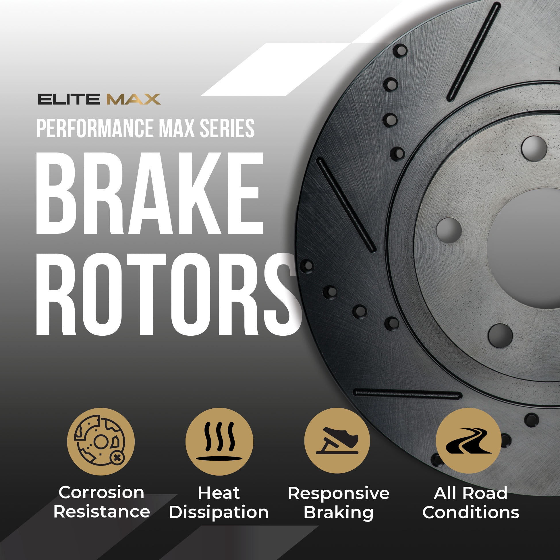 Max Advanced Brakes - Front Brake Rotor Set for 2002-2018 Dodge Ram 1500, E-Coated Drilled and Slotted Rotors, Performance Upgrade