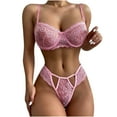 thumbnail image 2 of Puntoco Ropa interior para mujer, bragas para mujer, conjunto de pijama sexy con tirantes y encaje calado de color sólido, conjunto de lencería sexy, 2 of 5