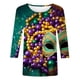 thumbnail image 4 of Ounisa 2025 Womens 3/4 Sleeve Tops Mardi Gras Costumes Fashion Round Neck Color Printed Blouse, 4 of 6