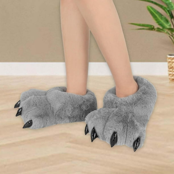 2x Pantuflas con Pata de Oso, Pantuflas de Felpa con Patas de