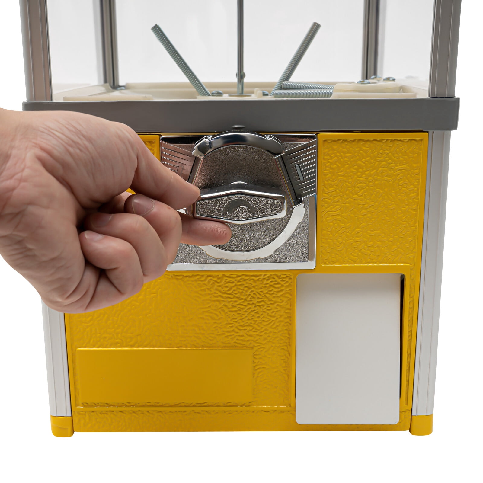 Yellow Commercial Gumball Candy Bulk Vending Machine with Removable Canisters Dispenser Coin Bank Capacity 800 Coins 11.42*10.24*20.87 in for Game Stores, Retail Stores, and Amusement Parks