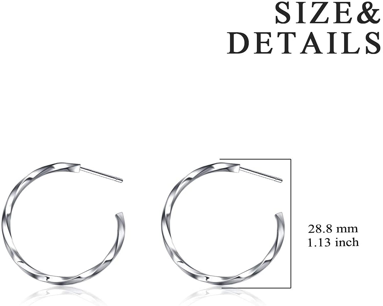 POPLYKE 925 Sterling Silver Circle Endless Hoop Earrings for Women Girls 20 30 40 50 60 70mm 