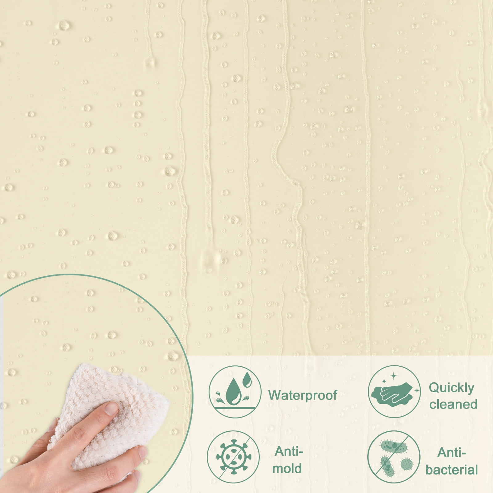 Inosoo Solid Beige PEVA Plastic Shower Curtain Liner, 72"x 72" Heavy Duty Waterproof Shower Liner for Bathroom, Mold and Mildew Resistant