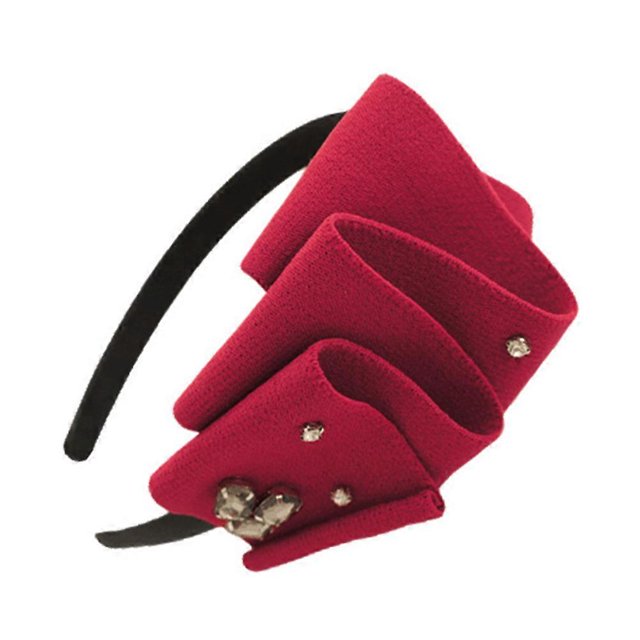 1PC Elegant Multilayer Cloth Hair Acrylic Diamond Hair Clasp for Ladies Women Girls (Purplish Red)