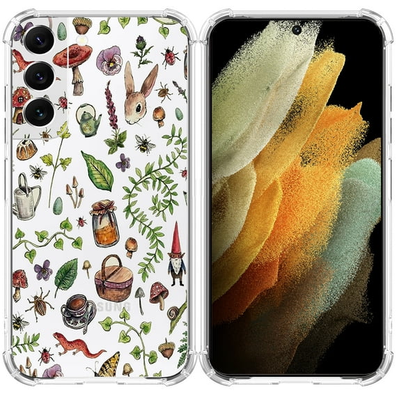 Rabbit Country Animals Collage Clear Case for Samsung Galaxy S22,Aesthetic Art Design Case for Men Women,Unique Trendy Transparent TPU Bumper Case Cover