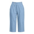 thumbnail image 6 of Lenpel Capri Pants for Women Lightweight Pull on Trendy Button Cropped Trousers Casual Loose High Waist Capri Clothes for Beach Vacation, 6 of 6