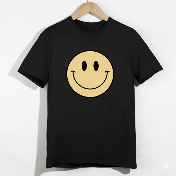 Happy Groovy 70s Vibe Classic Yellow Smile Face Retro Unisex T-Shirt V19246, up to size 5XL