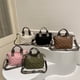 thumbnail image 5 of Bolso de mano con cinturón ancho para mujer, bolsa de hombro de algodón espacial con rombos, gran capacidad, combina con todo, para compras, Otoño e Invierno, 5 of 5