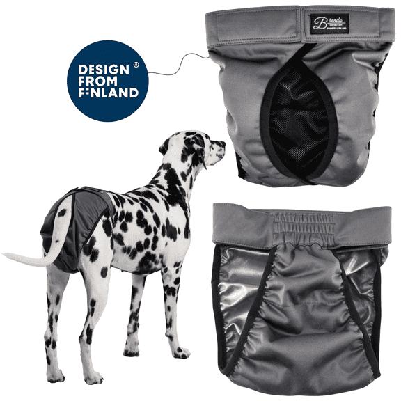 FINNERO BRENDA Reusable Dog Diaper, Leak-Proof, Adjustable, Heat & Incontinence Protection, XXS – Gray