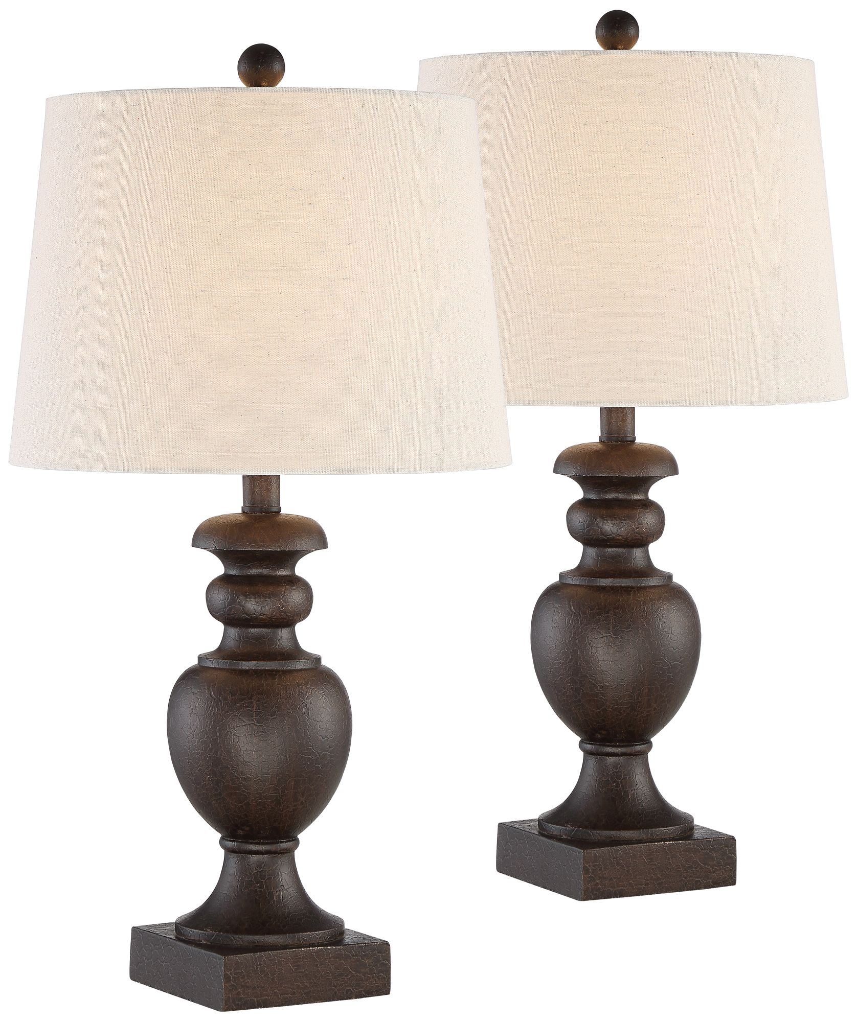 Regency Hill Traditional Table Lamps Set of 2 Pedestal Bronze Off White