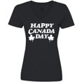 thumbnail image 3 of Inktastic Happy Canada Day with Distressed Maple Leaves Women's V-Neck T-Shirt, 3 of 5