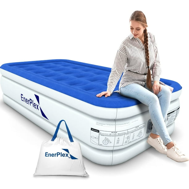 Colchón inflable EnerPlex Twin con bomba integrada, 46 cm, doble altura
