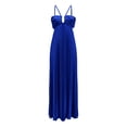 thumbnail image 6 of Wxolcjlv Womens Dresses Solid Halter Neck Pleated Sleeveless Flowy Summer Beach Maxi Dress, 6 of 6