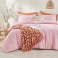 thumbnail image 6 of Sasttie Queen Comforter Set Pink, 3 Piece Solid Bedding for All Seasons, Soft and Breathable Down Alternative Bed Set with 2 Pillowshams, 6 of 9