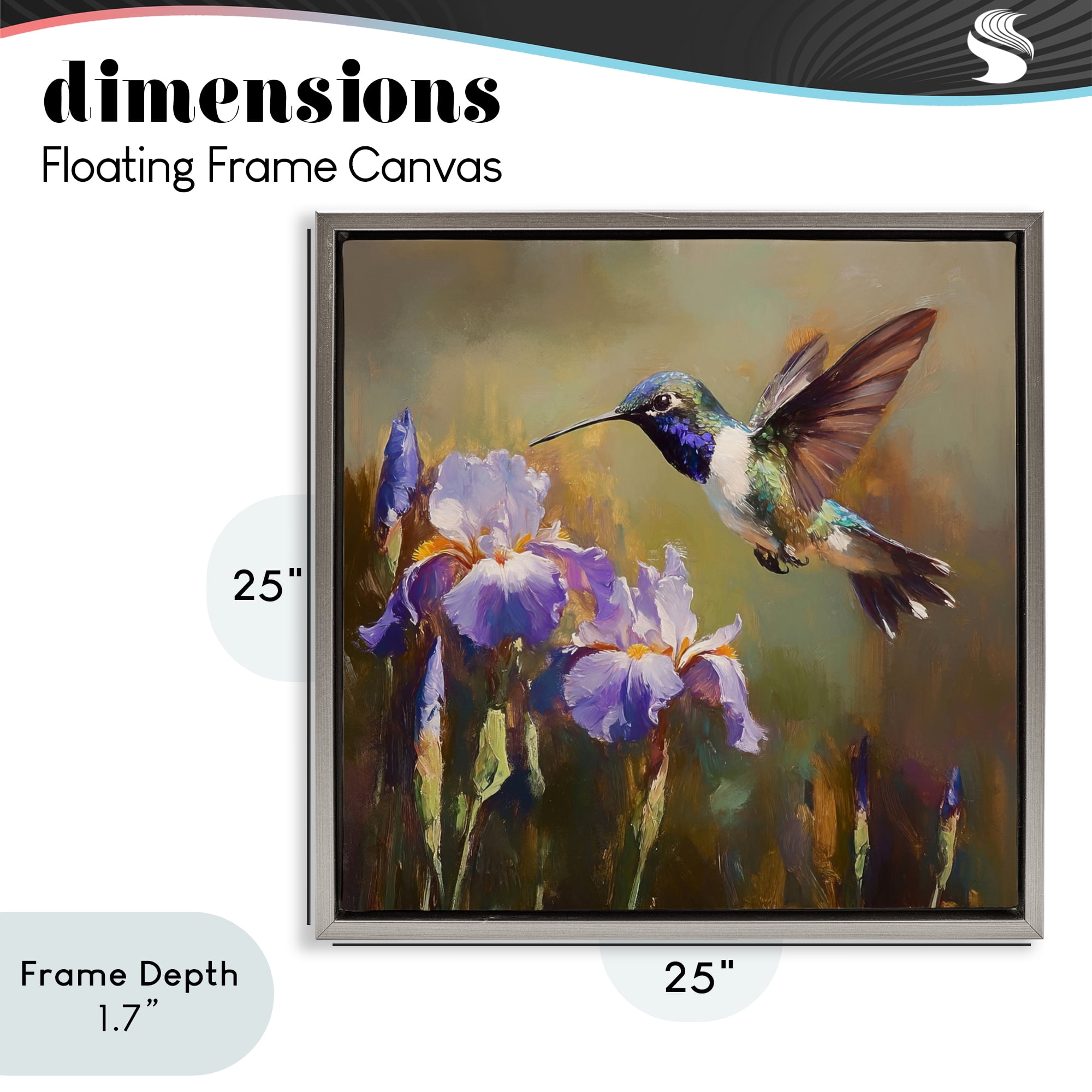 Stupell Industries Hummingbird & Purple Irises Gray Framed Floater Canvas Wall Art, design by Tina LeCour