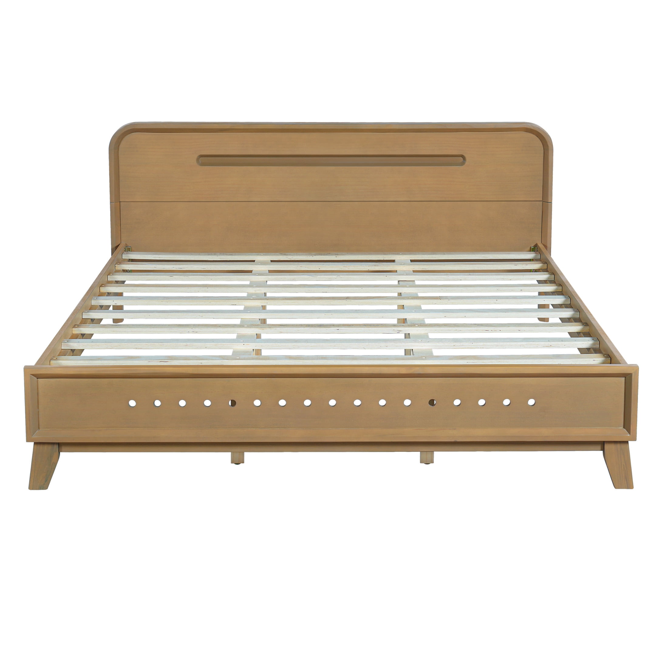 Christopher Knight Home Queen Size Bed Frame with Headboard, Solid Wood Platform Bed, Earthy Khaki