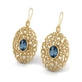 thumbnail image 2 of Mooneye 7X5mm Oval London Blue Topaz 925 Sterling Silver Gold Vermeil Filigree Women Gifts Earrings, 2 of 4