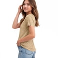thumbnail image 6 of Ruyang Girls Short Sleeve Shirts Ribbed Knit Scoop Neck Sparkly T-Shirts for Tween Girl Summer Trendy Sequin Tee Tops Summer Clothes, 6 of 6