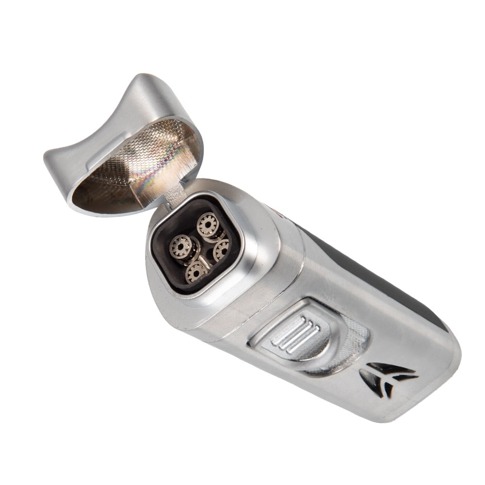 Lotus Monarch Quad Torch Lighter with Cutter - Chrome/Black