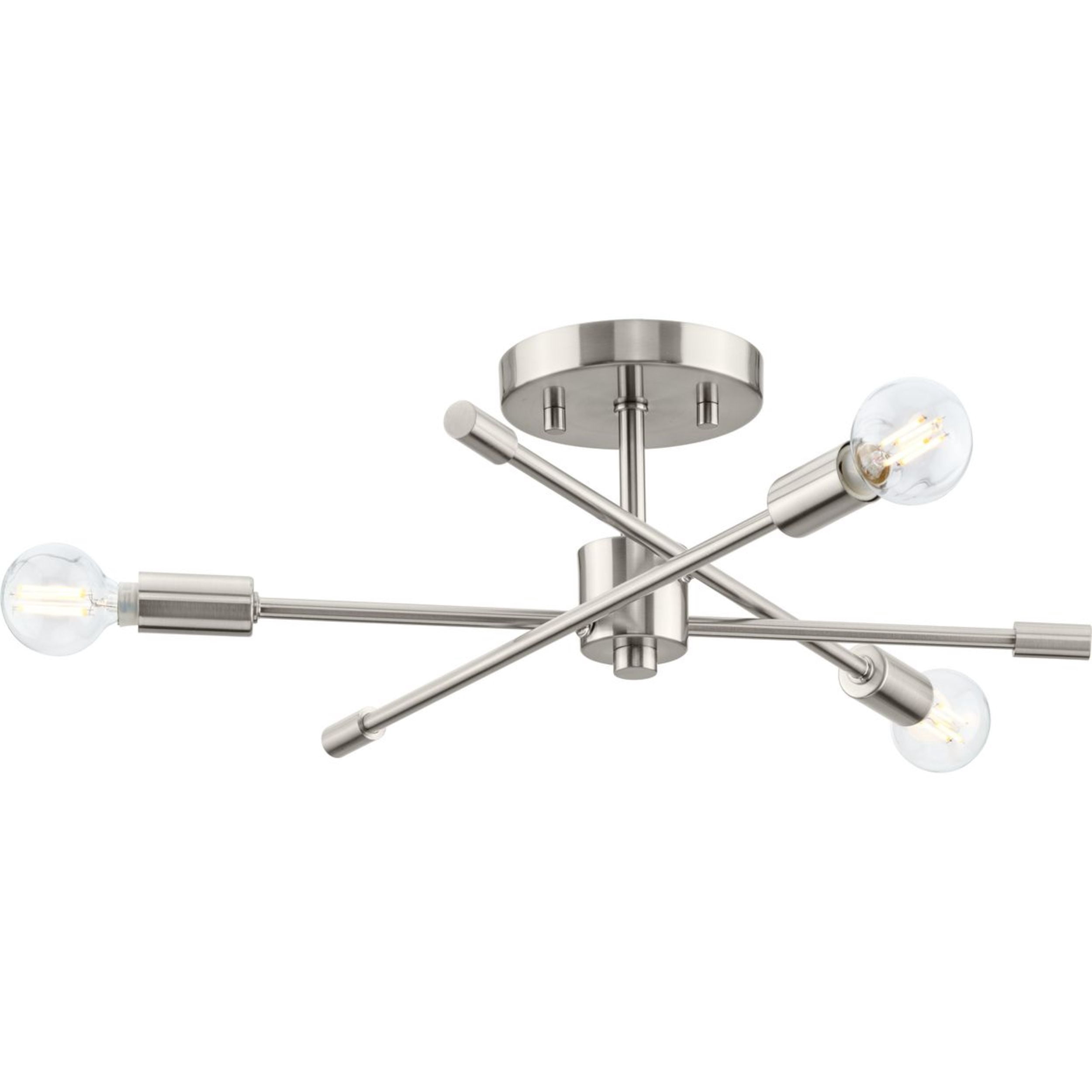 Avec Mondra Collection 18" Contemporary 3-Light Brushed Nickel Semi Flush Mount Light
