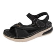 thumbnail image 5 of Rokment Comfortable Ortho Walking Sandals for Women Plantar Fasciitis Beach Summer Casual Leather Buckles Open Toe Memory Foam Non Slip Nursing Work Shoes Black Size 6, 5 of 7