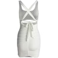 thumbnail image 6 of HLSOHJP Women's Cut Out Front Cocktail Dresses Sleeveless Crisscross Tie Back Bandage Bodycon Pleated Mini Cami Dress, 6 of 7