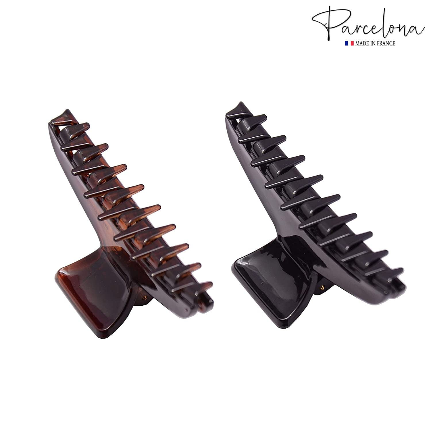Parcelona French Pinch Tortoise Shell and Black Celluloid Hair Claws for Women