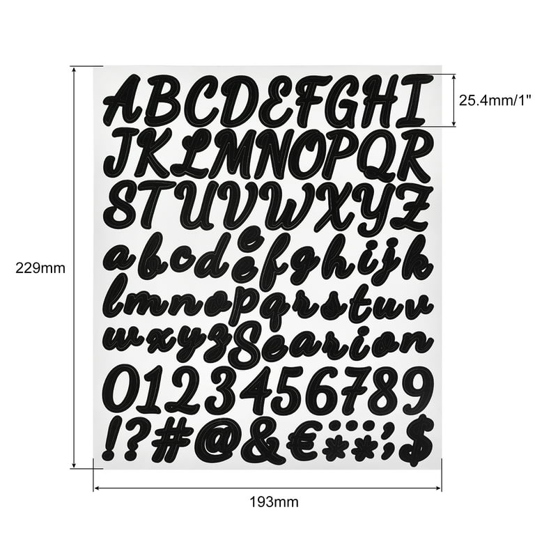 Self Adhesive Vinyl Letter Alphabet Number Stickers,Black 1 76  Count/Sheet,8 Pack