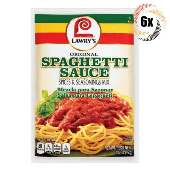 6x Packets Lawry's Spaghetti Sauce Spices & Seasoning Mix | No MSG | 1.5oz
