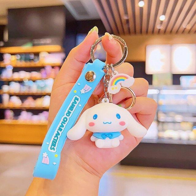 Llavero Kawaii de Hello Kitty para mujer, llaveros de felpa Sanrio, llavero de muñeca Kuromi, colgante de mochila, regalo de juguete de Anime para niña