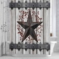 thumbnail image 3 of Country Star Shower Curtain for Bathroom Decor, Vintage Rust Grey Star Berry Rivet Beige Wood Board Waterproof Fabric Shower Curtain, 72"x96" Set with 12 Hooks, 3 of 9