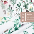 thumbnail image 2 of Dznils Cortina Shower de Tela Blanca sin Gancho con Forro a Presión, 72 x 74, Patrón Floral Verde Salvia, 2 of 11