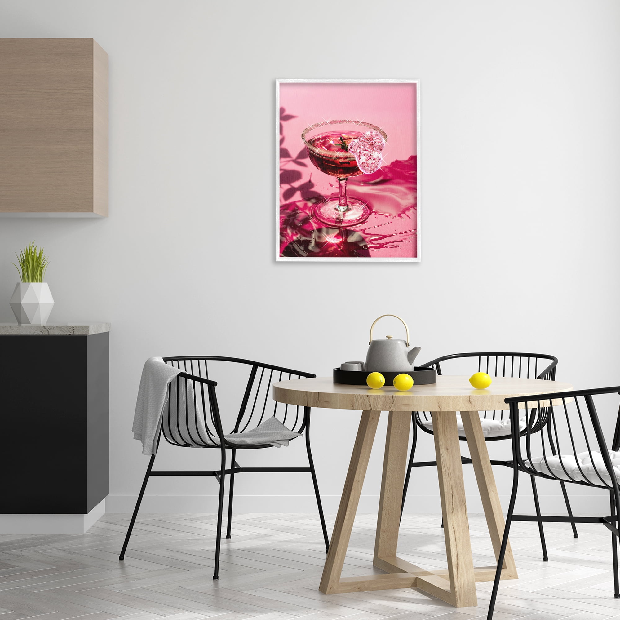 Stupell Industries Pink Glimmering Drink Food & Beverage Painting White Framed Art Print Wall Art, 24 x 30