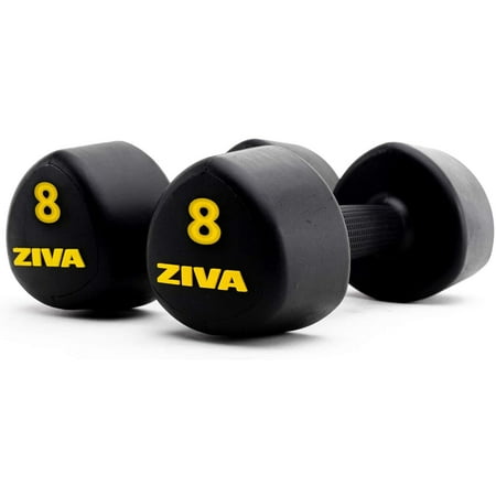UPC: 4895202515256 | ZIVA Virgin Rubber Steel Tribell Dumbbell Pairs – Odorless Ergonomic Non-Slip Comfort Grip – Exercise Weights for Core and Strength Training – 8lbs Pairs Black