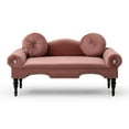 thumbnail image 2 of 54”  2 Seater Couch for Small Spaces, Modern Velvet Loveseat Sofa with 2 Round Pillows and Nailhead Trim, Upholstered Accent Bedside Entryway Bench for Living Room Bedroom Apartment, Rose, 2 of 7